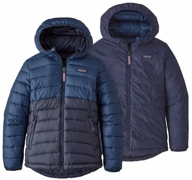 Patagonia Girls Reversible Down Sweater Hoody stone blue Girsl Reversible Down Sweater Hoodyt til jenter på nett